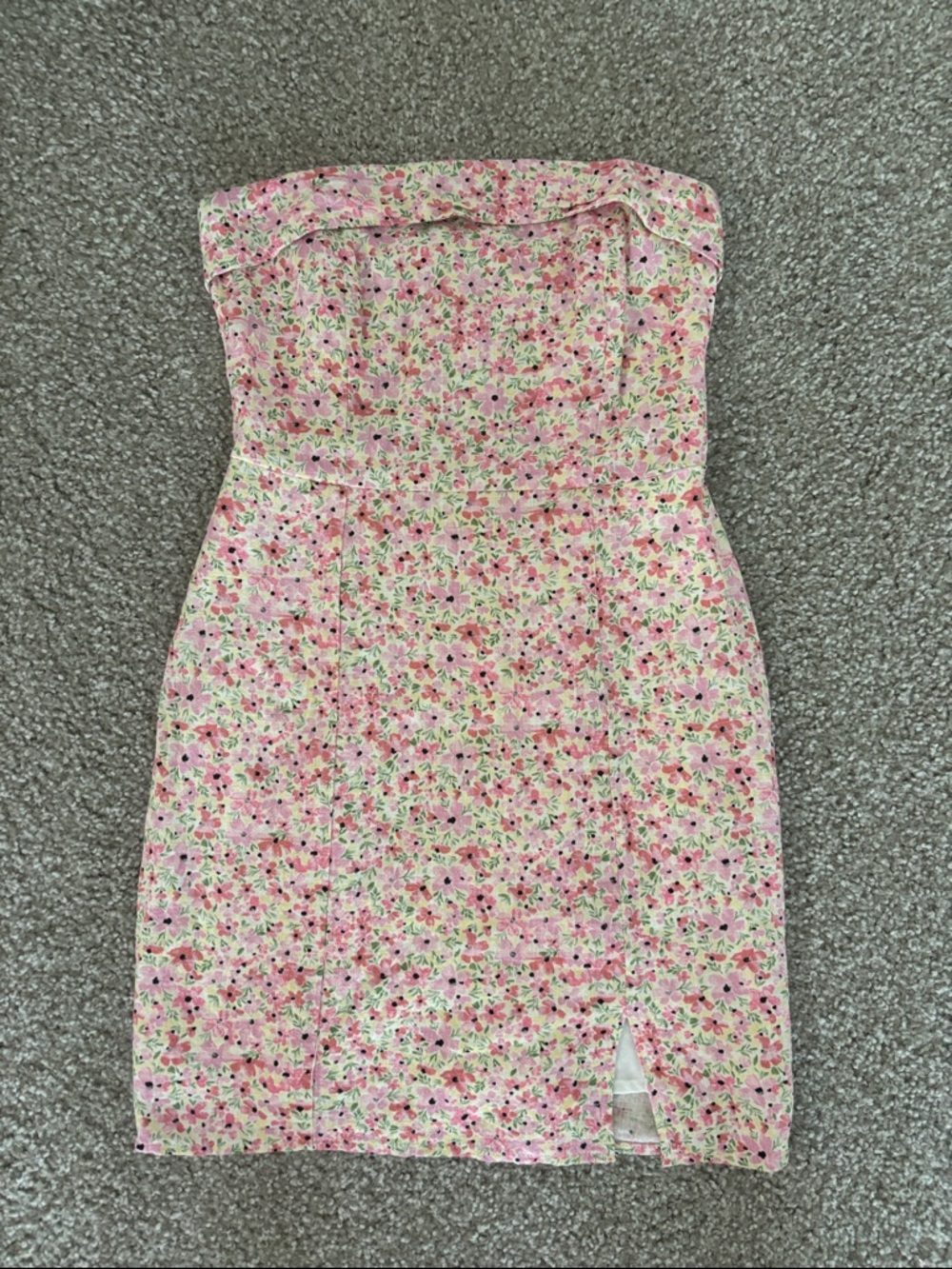 Aeropostale Floral Strapless Summer Pink Yellow Mini Dress Size XS